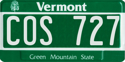 VT license plate COS727