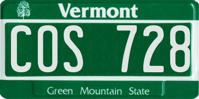 VT license plate COS728