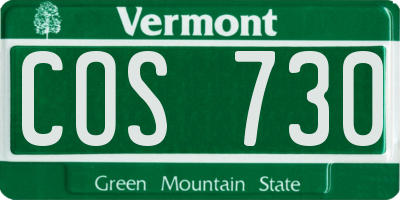 VT license plate COS730