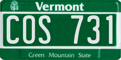 VT license plate COS731