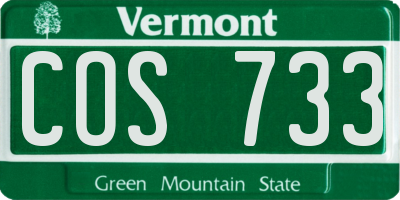 VT license plate COS733