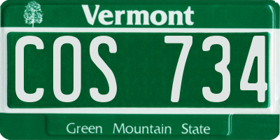 VT license plate COS734