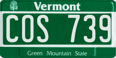 VT license plate COS739