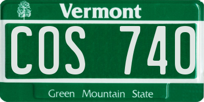 VT license plate COS740