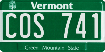 VT license plate COS741
