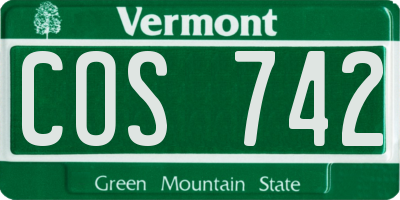 VT license plate COS742