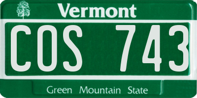 VT license plate COS743