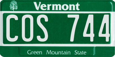 VT license plate COS744