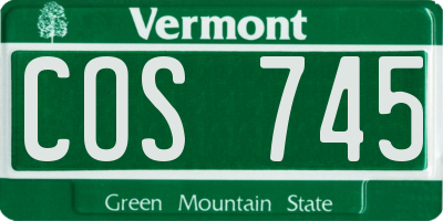 VT license plate COS745