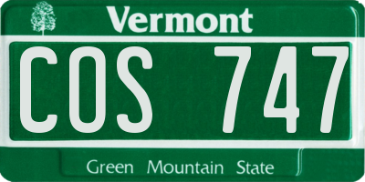 VT license plate COS747