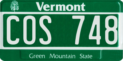VT license plate COS748