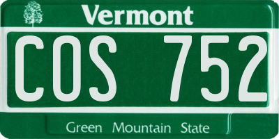 VT license plate COS752