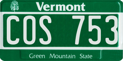 VT license plate COS753
