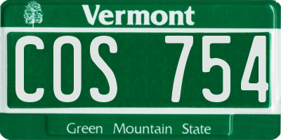 VT license plate COS754