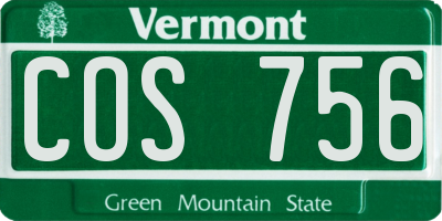 VT license plate COS756