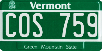 VT license plate COS759