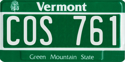 VT license plate COS761