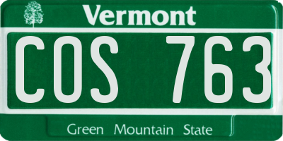 VT license plate COS763
