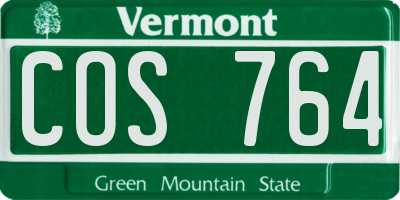VT license plate COS764