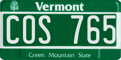 VT license plate COS765