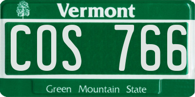 VT license plate COS766