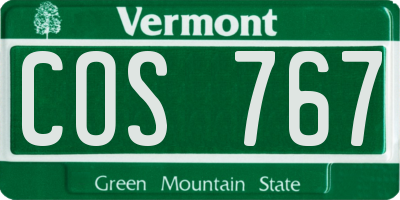 VT license plate COS767