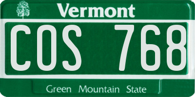 VT license plate COS768