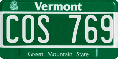 VT license plate COS769