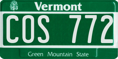 VT license plate COS772