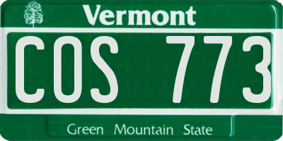 VT license plate COS773