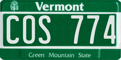 VT license plate COS774
