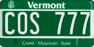 VT license plate COS777