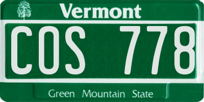 VT license plate COS778