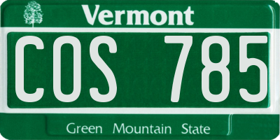VT license plate COS785