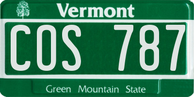 VT license plate COS787