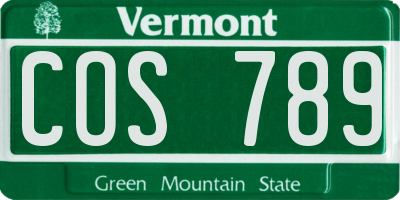 VT license plate COS789