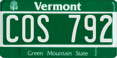 VT license plate COS792