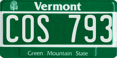 VT license plate COS793