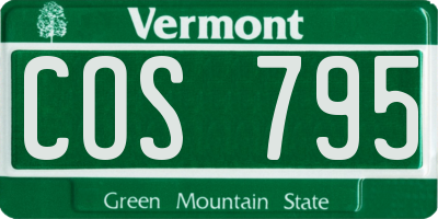 VT license plate COS795