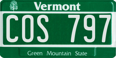 VT license plate COS797