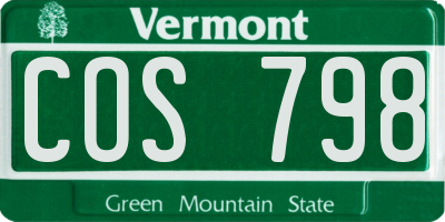 VT license plate COS798