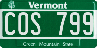 VT license plate COS799