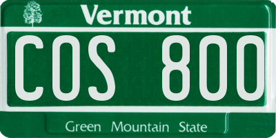 VT license plate COS800