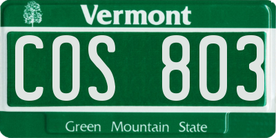 VT license plate COS803