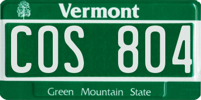 VT license plate COS804
