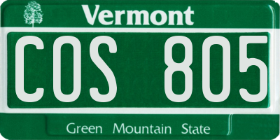 VT license plate COS805