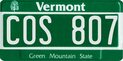 VT license plate COS807