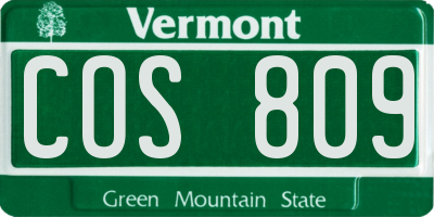 VT license plate COS809