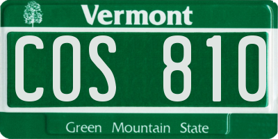 VT license plate COS810
