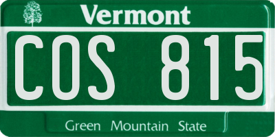 VT license plate COS815
